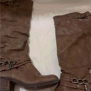 Carlos by Carlos Santana Brown Heeled Boots with Chain Detail